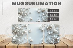 White Flowers Mug Wrap Sublimation |11oz, 12oz &amp; 15oz Product Image 1