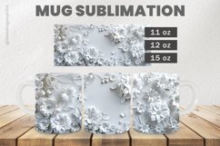 White Flowers Mug Wrap Sublimation |11oz, 12oz &amp; 15oz Product Image 1