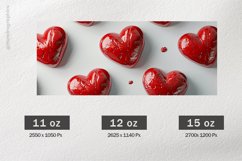 Red Heart Mug Wrap Sublimation |11oz, 12oz &amp; 15oz Product Image 2