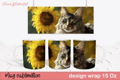 Kitten With Sunflower Sublimation mug. Mug wrap sublimation Product Image 1