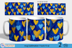 Valentines day mug wrap|blue gold hearts mug 11oz 15oz wrap Product Image 1