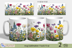 Wildflowers mug Sublimation|flowers mug 11oz 15oz| Flora mug Product Image 1