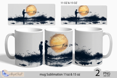Fish On mug Sublimation| fisherman mug wrap 11 15oz fishing Product Image 1
