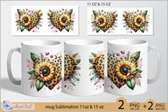Valentines day mug Sublimation|leopard heart mug 11oz 15oz Product Image 1