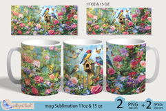 Mug wrap Sublimation|flowers mug 11oz 15oz|birds | spring Product Image 1