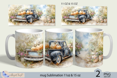 Halloween truck mug Sublimation|Pumpkin mug 11oz 15oz|fall Product Image 1