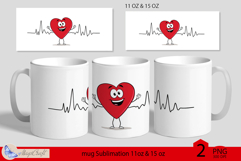 Valentines day mug wrap|red heart mug wrap heart beat line Product Image 1