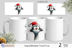 Cate black cats mug wrap Sublimation| Christmas cat mug wrap Product Image 1