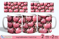 Valentines day mug Sublimation|3D pink hearts mug 11oz 15oz Product Image 1