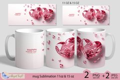 Valentines day mug Sublimation|pink hearts mug 11oz 15oz Product Image 1