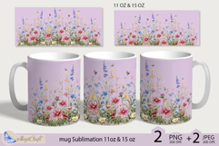 Wildflowers mug Sublimation|flowers mug 11oz 15oz| Flora mug Product Image 2