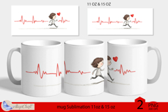 Valentines day mug wrap|red heart mug wrap heart beat line Product Image 1