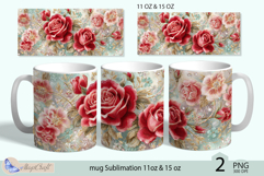 Red roses mug Sublimation|flowers mug 11oz 15oz| Flora mug Product Image 1