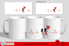 Valentines day mug wrap|red heart mug wrap heart beat line Product Image 1