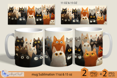 Black cats mug Sublimation| mug wrap 11oz 15oz| cats mug Product Image 1