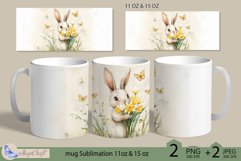Cute bunny mug Sublimation| mug wrap 11 15oz| spring flowers Product Image 1