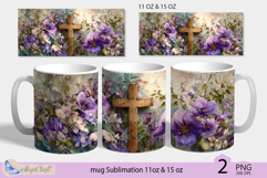 Happy Easter mug Sublimation| Easter cross mug 11oz 15oz Product Image 1