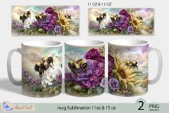 Sunflowers mug Sublimation|flowers mug 11oz 15oz| Flora| bee Product Image 1