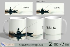 Fish On mug Sublimation| fisherman mug wrap 11 15oz fishing Product Image 1