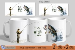 Fish On mug Sublimation| fisherman mug wrap 11 15oz fishing Product Image 1