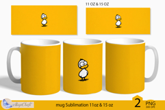Cute duckling mug Sublimation| mug wrap 11oz 15oz| yellow Product Image 1