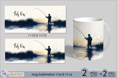 Fish On mug Sublimation| fisherman mug wrap 11 15oz fishing Product Image 2