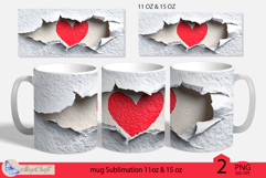 Valentines day mug wrap|red heart mug wrap torn paper Product Image 1