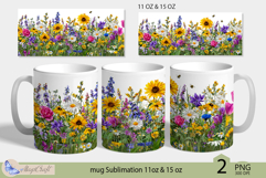 Wildflowers mug Sublimation|flowers mug 11oz 15oz| Flora mug Product Image 1