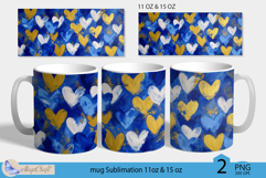 Valentines day mug wrap|blue gold hearts mug 11oz 15oz wrap Product Image 1