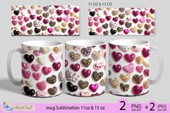 Valentines day mug Sublimation|3D pink hearts mug 11oz 15oz Product Image 1