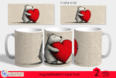 LOVE mug wrap Sublimation|teddy bear mug wrap|hearts decor Product Image 2