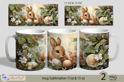 Happy Easter mug Sublimation| Easter mug 11oz 15oz| Bunny Product Image 1