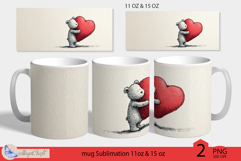 LOVE mug wrap Sublimation|teddy bear mug wrap|hearts decor Product Image 1