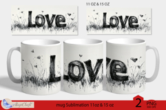 LOVE mug wrap Sublimation|LOVE mug 11oz 15oz| love decor Product Image 1