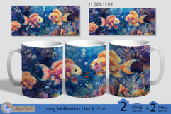 Fish Mug Wrap Sublimation|Mug Wrap sea | sea of seagulls Mug Product Image 1