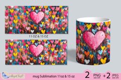 Valentines day mug Sublimation|hearts mug warp 11oz 15oz Product Image 2