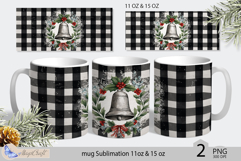 Christmas bell in a wreath Mug Sublimation|Mug Wrap Buffalo Product Image 1