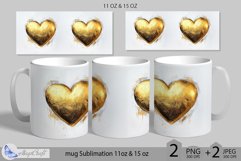 Valentines day mug Sublimation|gold hearts mug 11 oz 15 oz Product Image 1