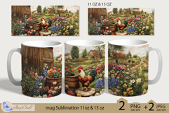Farmhouse mug wrap Sublimation|flowers mug 11oz 15oz| Flora Product Image 1