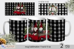 Gnomes Mug Christmas Sublimation| Red truck Mug Wrap Buffalo Product Image 1