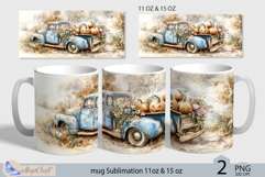 Halloween truck mug Sublimation|Pumpkin mug 11oz 15oz|fall Product Image 1
