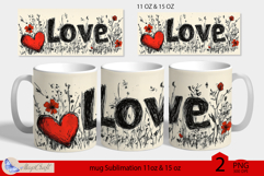 LOVE mug wrap Sublimation|LOVE mug 11oz 15oz| love decor Product Image 1