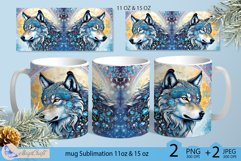 Mug Christmas wolf Sublimation| Design Mug Wrap 11oz 15 oz Product Image 1