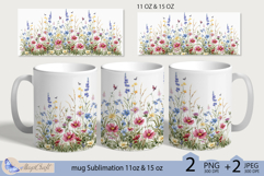 Mug wrap Sublimation|flowers mug 11oz 15oz| wildflowers mug Product Image 1