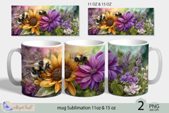 Sunflowers mug Sublimation|flowers mug 11oz 15oz| Flora| bee Product Image 1