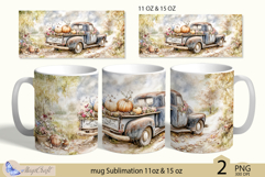 Thanksgiving truck mug Sublimation|Pumpkin mug 11oz 15oz Product Image 1