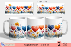 Valentines day mug Sublimation|hearts mug warp 11oz 15oz Product Image 1