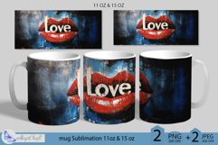 LOVE mug wrap Sublimation|LOVE mug 11oz 15oz| lips love mug Product Image 1