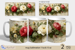 Roses mug Sublimation|flowers mug 11oz 15oz| Flora mug png Product Image 1