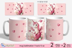 Unicorn mug wrap Sublimation|Unicorn mug hearts 11oz 15oz Product Image 1